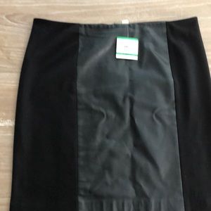 Anne Klein Faux leather and fabric skirt